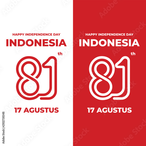 Minimalist 81st Indonesia Independence Day Poster with Modern Number Typography