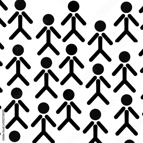 Crowd of people, group teamwork illustration on white background pattern  people