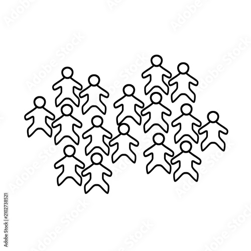 Crowd of people, group teamwork illustration on white background pattern  people