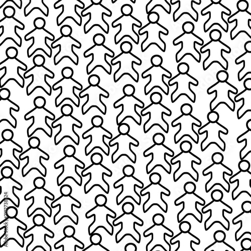 Crowd of people, group teamwork illustration on white background pattern  people