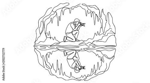 Bild auf Leinwand Photographer Captures Cave Wonders Reflected in Water