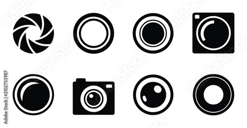 Konstfotografi 白黒のカメラレンズとシャッターのセット