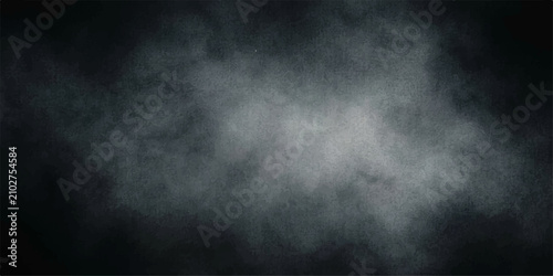 Canvas Print Abstract White Smoke on Black Background with Dark Fog Clouds Atmospheric Mist a