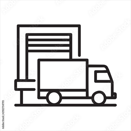 Minimalist loading dock icon.
