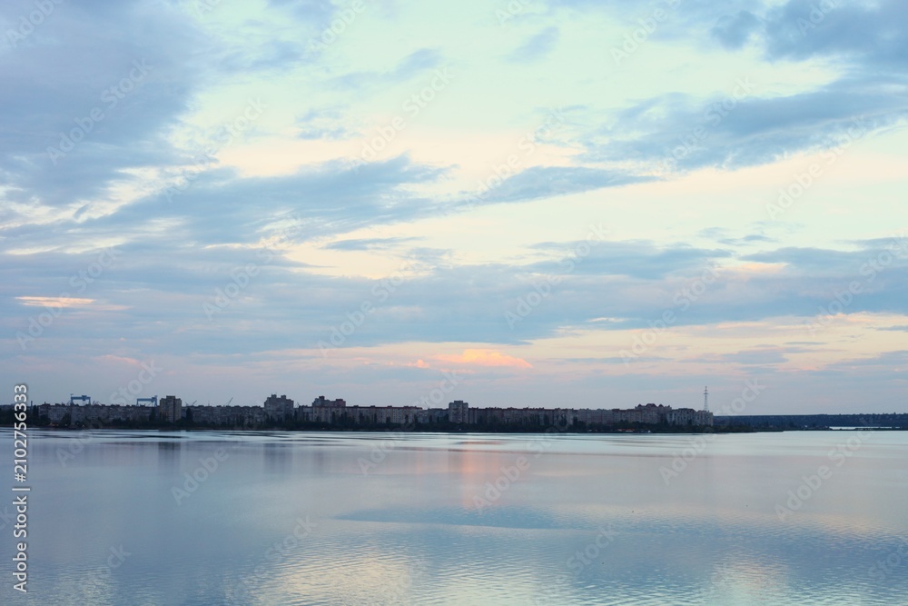 Fototapeta premium sunset over the river
