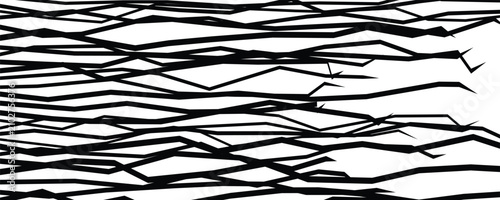 Fotografie Abstract black jagged lines on a clean white background representing disruption