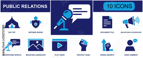 Canvastavla Public relations icon set