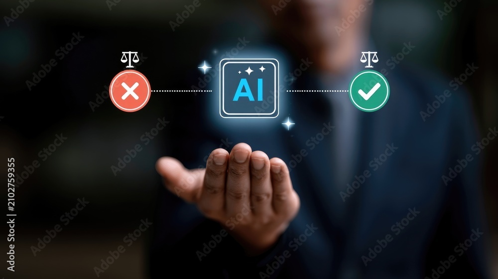 Fototapeta premium Artificial Intelligence Decision Making Process with Ethical Considerations.