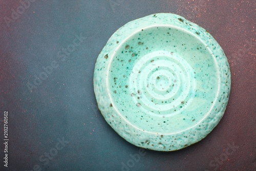 ceramic plate on a blue background