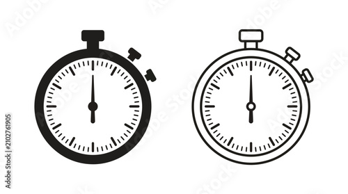фотографія Minimalist stopwatch icons silhouette and outline design for timing, sports, and
