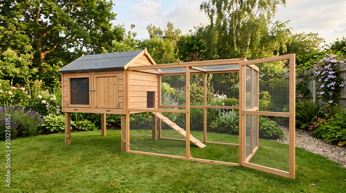 large wooden rabbit hutch with run | outdoor pet enclosure for garden | small animal hutch with integrated exercise pen | weatherproof rabbit house and run combo