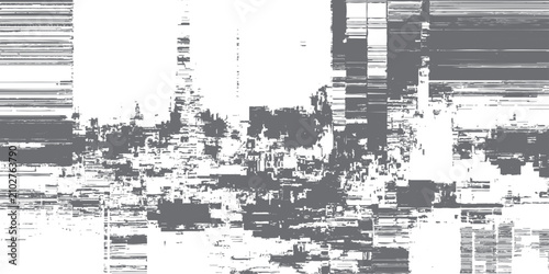 Photos abstract digital glitch pattern with gray and white fragmented streaks creating
