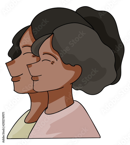 Two women hugging vector illustration showing friendship, support, and emotional connection.