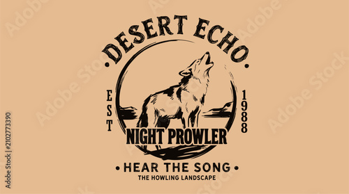 Tableau sur toile Wolf howling desert echo