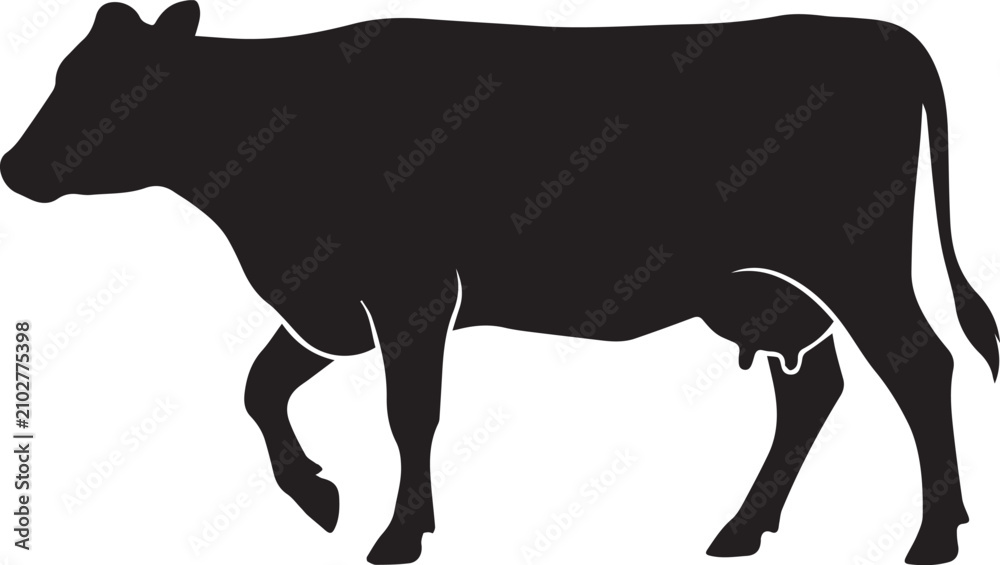 Fototapeta premium Cow Grooming Silhouettes Natural Behavior Vector