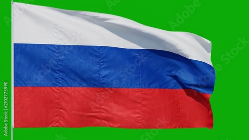 Russia Flag Waving on Green Screen Background Seamless Loop 4K Chroma Key Animation