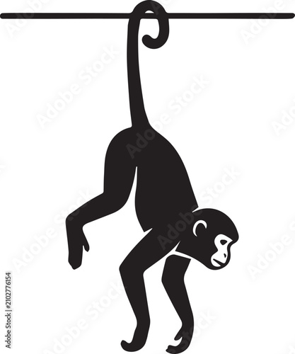 Monkeys Hanging by Tail Silhouettes Upside Down