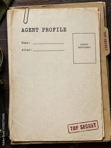Blank Top Secret Agent Profile Document File Template