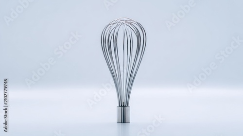 Stainless Steel Whisk with Elegant Curved Design for Cooking and Baking on Minimalist Background