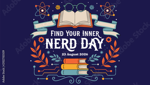 Quadro su tela Colorful flat illustration celebrating find your inner nerd day event