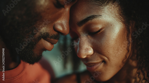 joyful couple laughing together with foreheads touching representing love romance and happy relationship lifestyle concept
