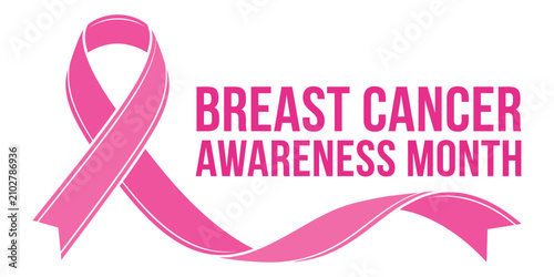 фотографія Breast cancer awareness ribbon and text graphic for october campaigns