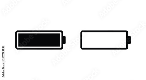 Tableau sur toile Battery charge level icons full and depleted black and white silhouette