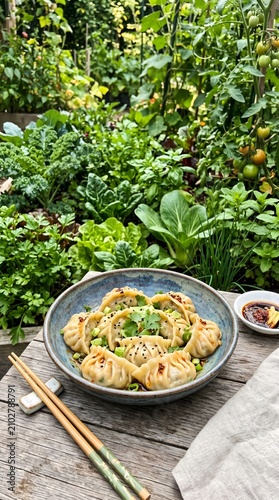 Fotografie Delightful dumplings with a twist, these savory treats feature a unique black se