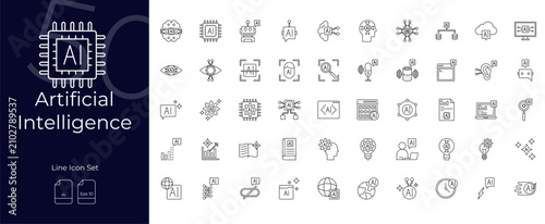 Artificial Intelligence Line Editable Icons set