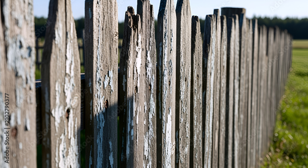 Fototapeta premium a simple wooden fence that stretches across a meadow