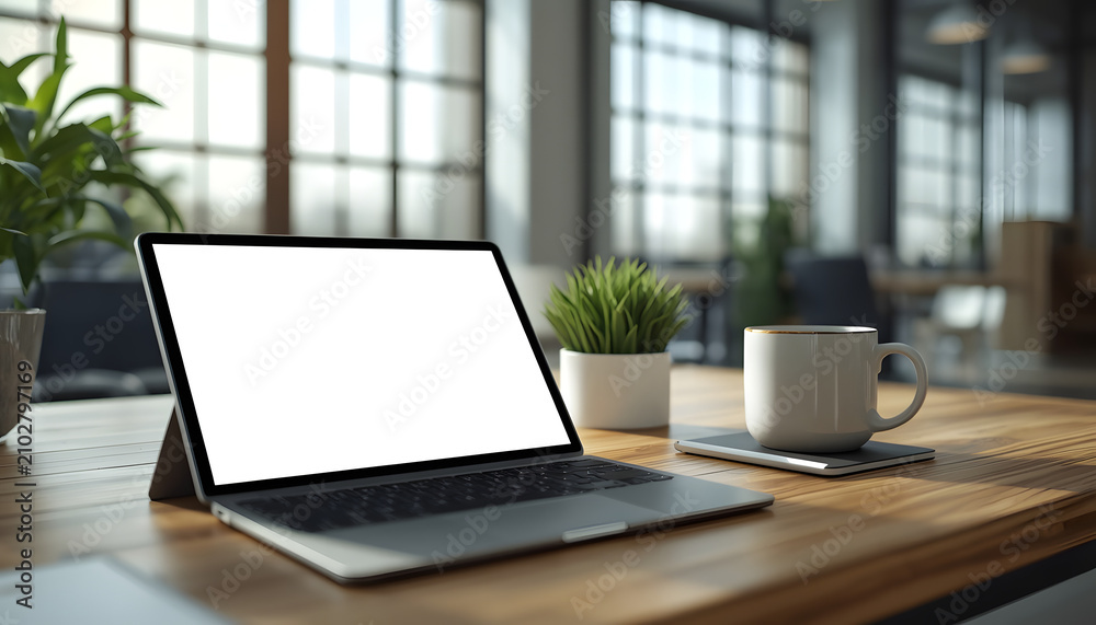 Fototapeta premium Bright Startup Workspace with Tablet and Modern Office Accessories