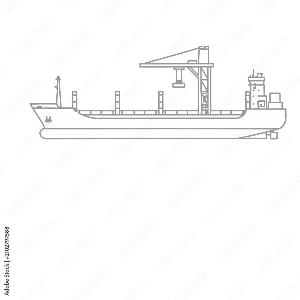 Obraz premium Cargo Ship with Crane Illustration