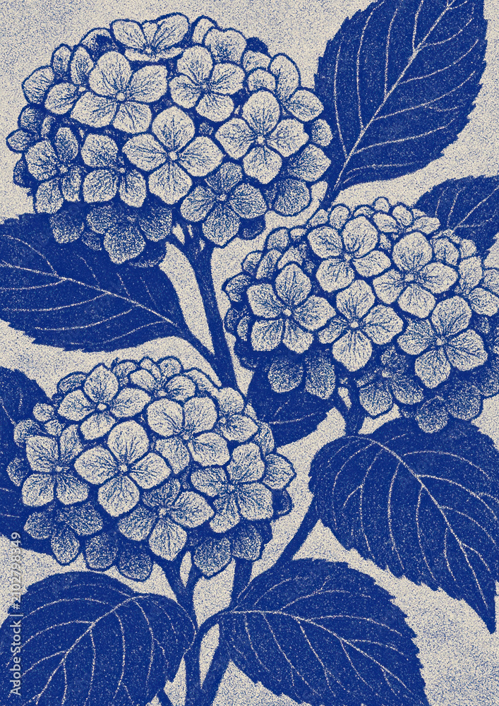 Obraz premium Blue floral illustration elegance
