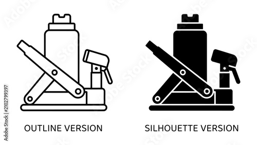 Photos Car Jack Icons: Outline and Silhouette versions of a car jack, showing the mechanism for lifting a vehicle