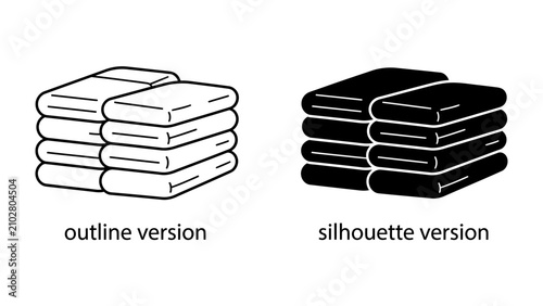 Canvastavla Stack of Towels: A visual representation of folded towels, shown in both an outline and silhouette style, ready for use or display
