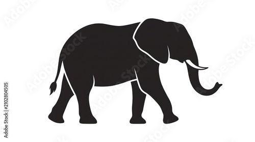 Foto Walking elephant side profile black silhouette