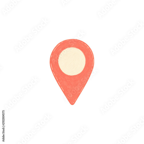Coral Location Pin Hand Drawn Clipart on Transparent Background