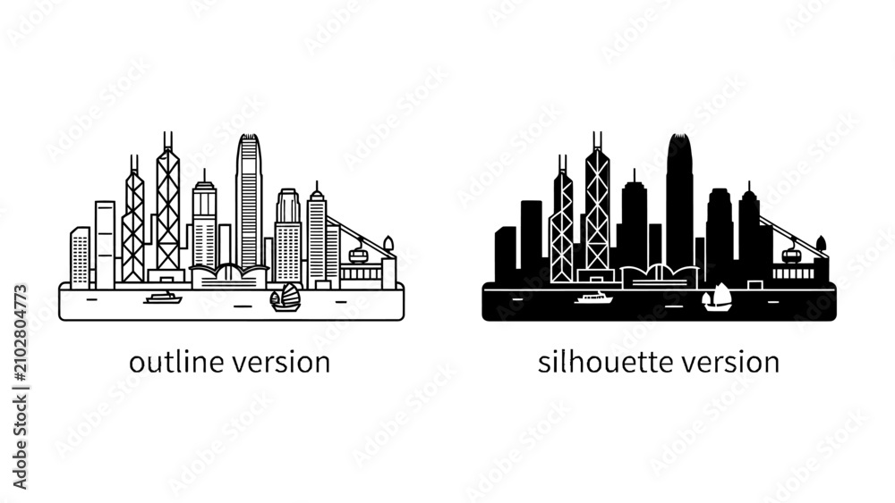 Obraz premium Cityscape Outline and Silhouette