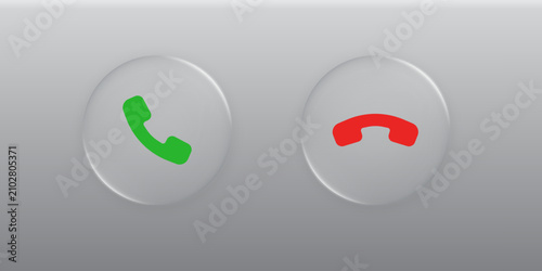 Konstfotografi Two circular icons showing telephone receiver symbols in green and red colors on