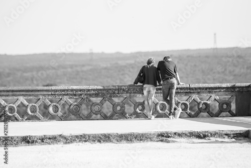 standing on a scenic road railing