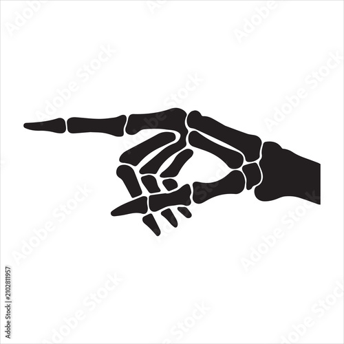 Quadro su tela Skeleton hand silhouette pointing, perfect for Halloween, spooky design, horror decorations, icons, and creepy artwork