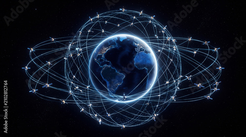 Global digital network orbital as PNG asset