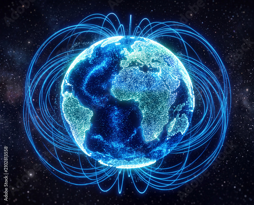 Magnetic field earth global as PNG cutout