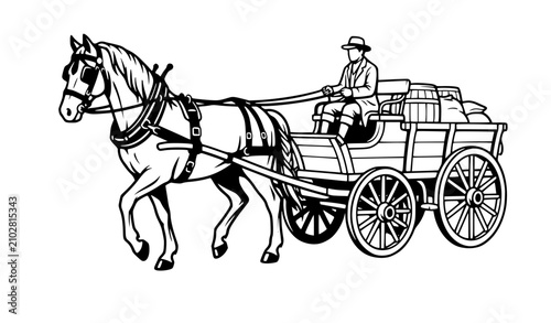 Cuadro en lienzo horse drawn carriage