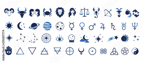 Bild auf Leinwand Astrology zodiac signs and symbols.