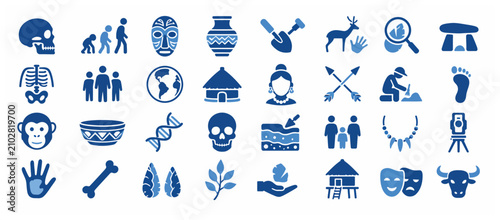 Tableau sur toile Various ancient and tribal symbols icons.