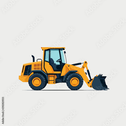 Yellow Front Loader Construction Vehicle Illustration.