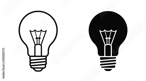 Light bulb icon set showing illumination and creativity concepts for energy, innovation, and design inspiration
