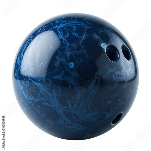 Blue Resin Bowling Ball Angled View Isolated PNG 