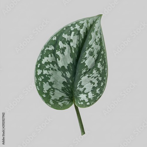 Natural Scindapsus Pictus Leaf Featuring Unique Silver Spotted Patterning Displaying Botanical Beauty Collected From Tropical Indoor Houseplants Growing In Healthy Conditions For Decorative Home